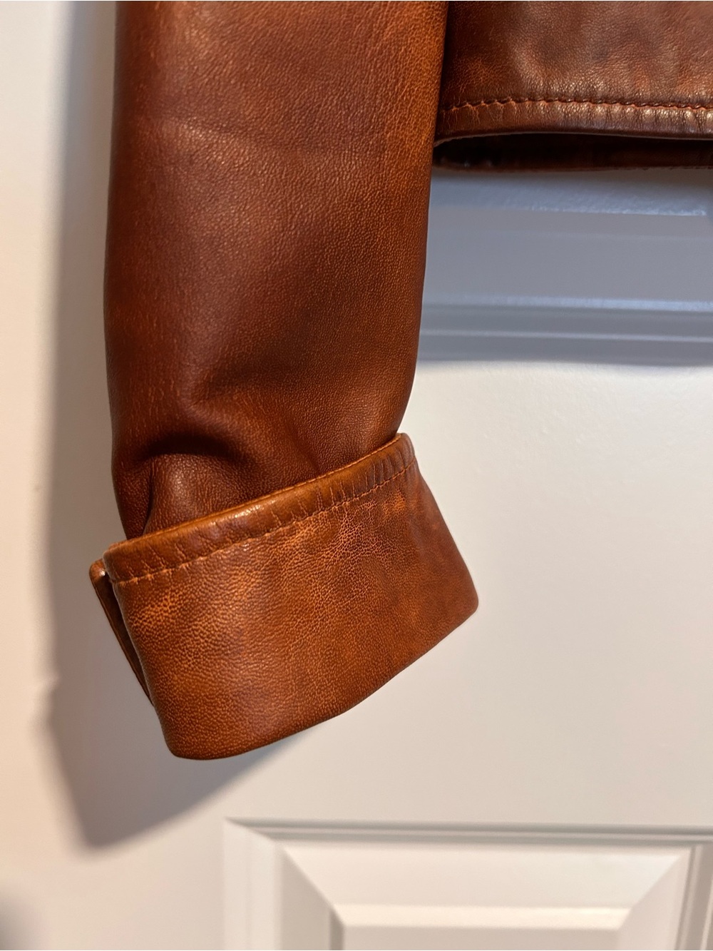 Micheal Kors Cropped Brown Leather Jacket Women's Size XS - Picture 6 of 7